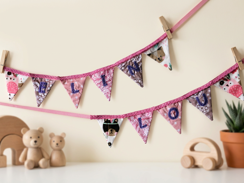 Preview: Wimpelkette mit doodle Buchstaben - ITH-Stickdatei